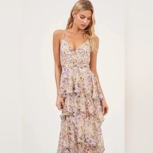 NWT ASTR the Label Rosana Floral Tiered Ruffle Maxi Dress
